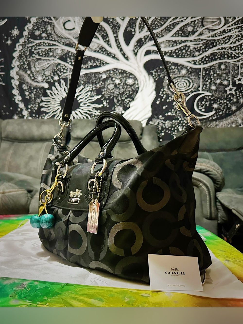 Vintage Coach soho shoulder bag Black Signature Satchel tote handbag - Picture 15 of 17
